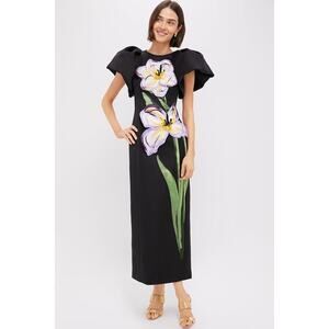 LEO LIN Ebony Iris Print Lucinda Maxi Dress NWT 10 US Tuckernuck $1195 Floral 3D